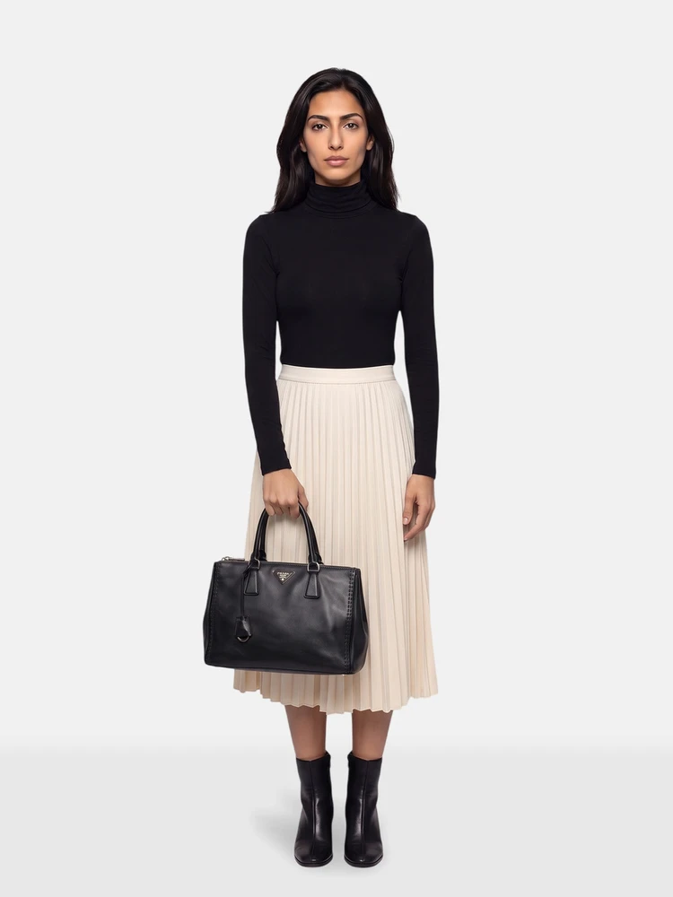 Prada Black City Calf Leather Galleria Medium Tote Bag
