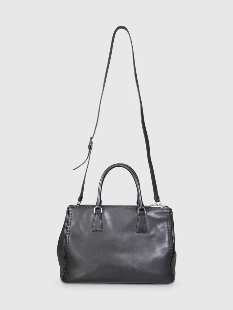 Prada Black City Calf Leather Galleria Medium Tote Bag