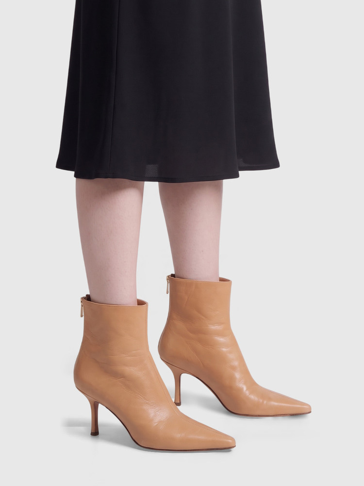 Jimmy Choo Beige Leather Ankle Heeled Boots