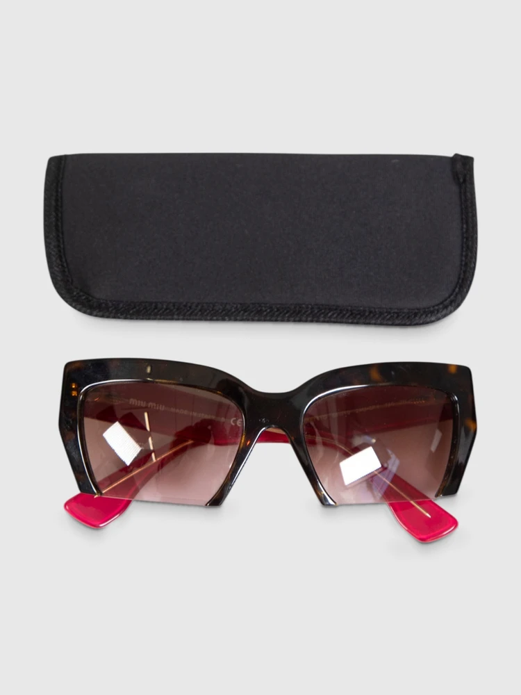 Miu Miu Tortoiseshell & Bordeaux Half Rim Sunglasses
