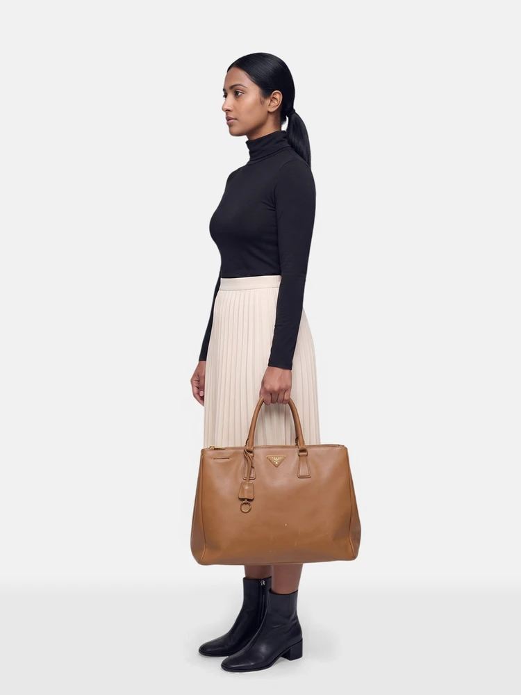 Prada Brown Saffiano Leather Large Galleria Tote