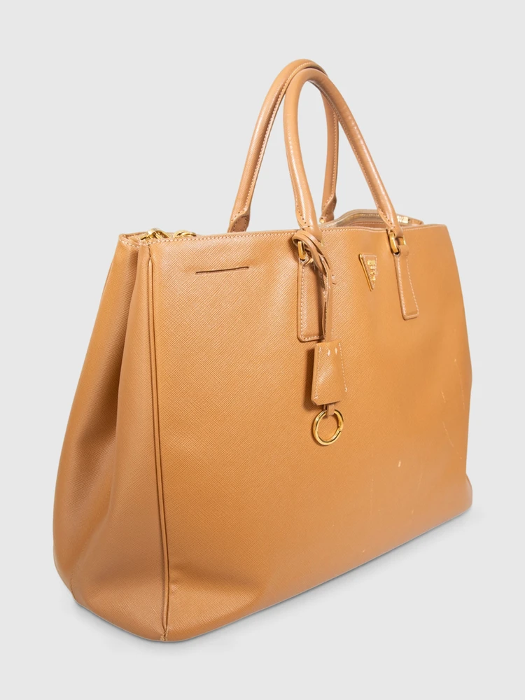Prada Brown Saffiano Leather Large Galleria Tote