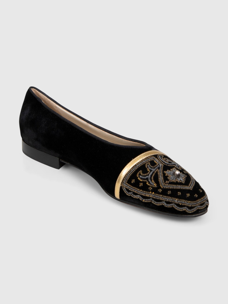 Salvatore Ferragamo Limited Edition Black Beaded Flats