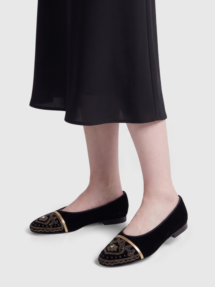Salvatore Ferragamo Limited Edition Black Beaded Flats