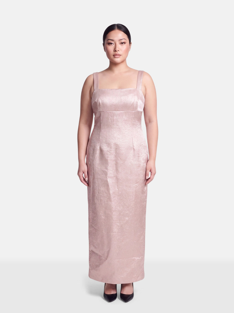Emilia Wickstead Pink Metallic Micheline Evening Gown