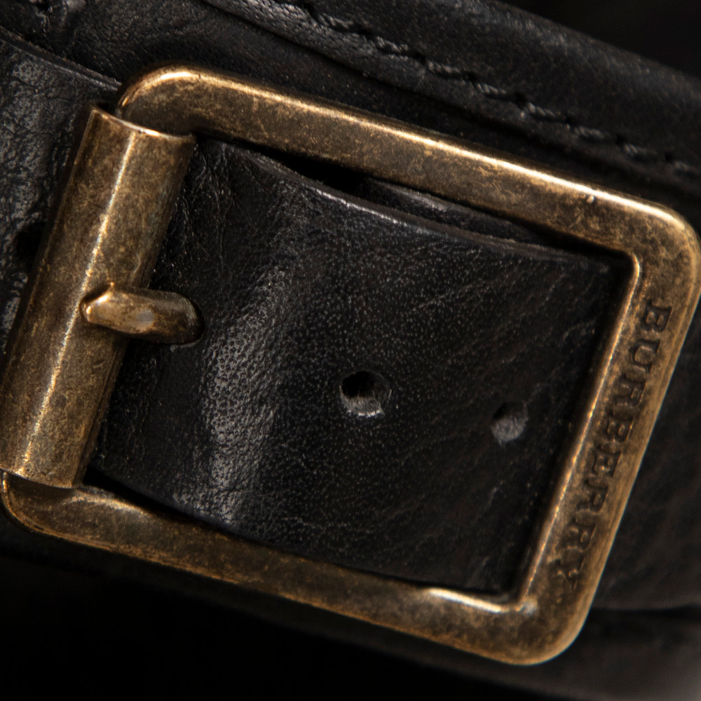 Burberry Black Leather Aviator Beatty 130 Sandals