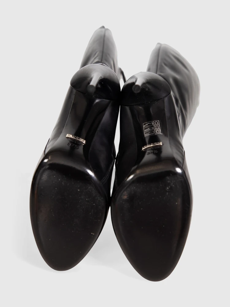 Gucci Black Leather Knee High Stiletto Boots