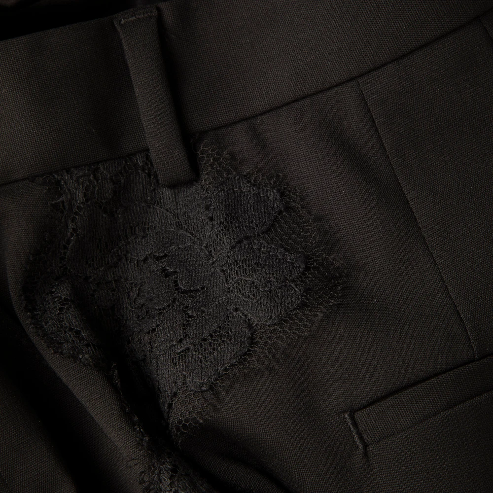 Dolce & Gabbana Black Lace Trim High Rise Trousers