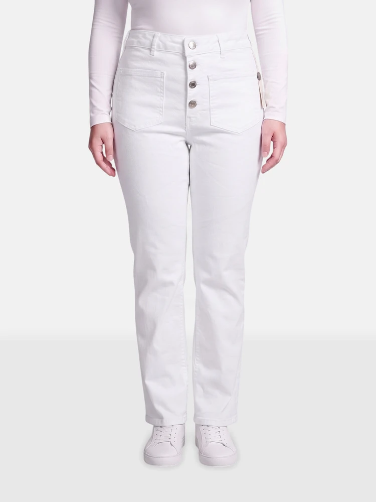 Maje White Denim Straight Leg Jeans