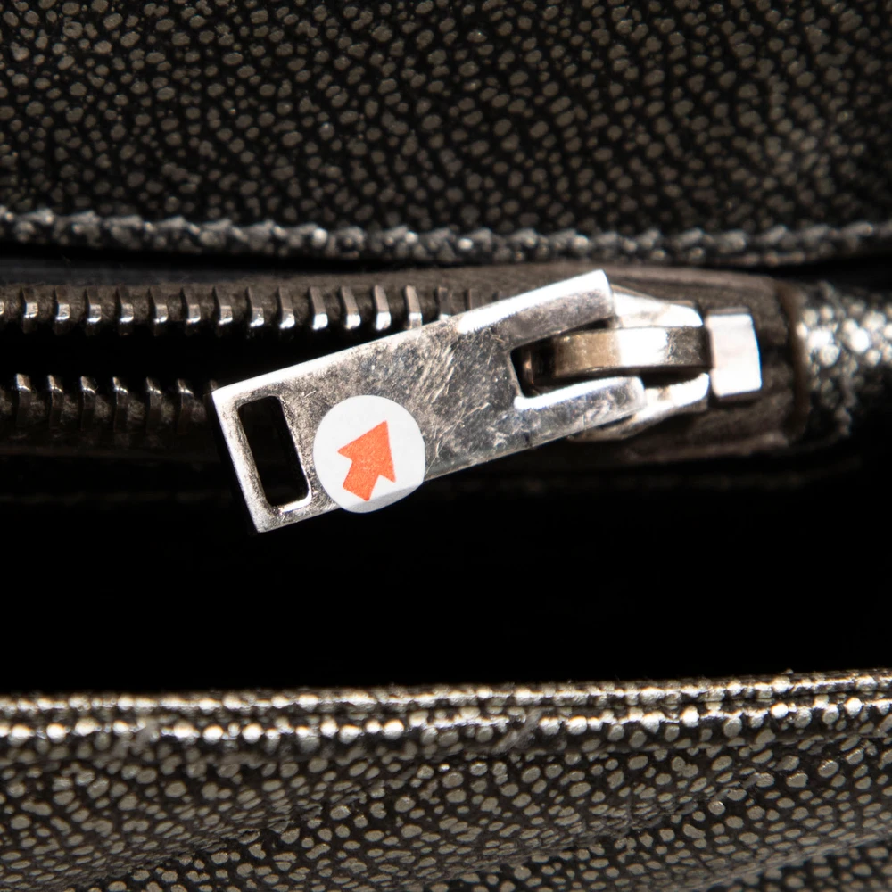 Saint Laurent Silver Leather Chevron Medium College Bag