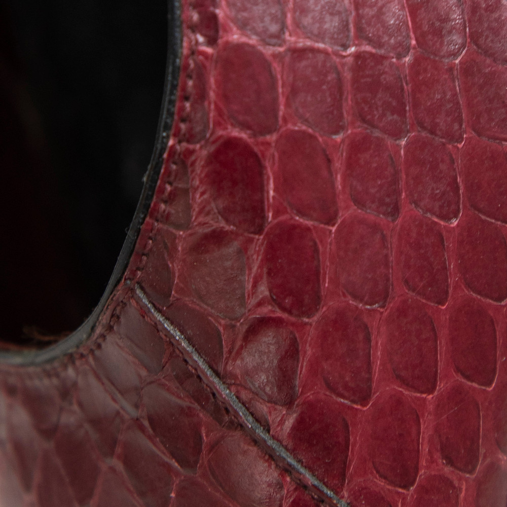 Alexander McQueen Burgundy Snakeskin Pumps