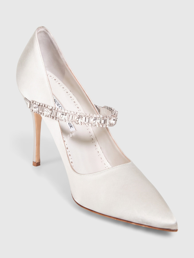 Manolo Blahnik Grey Crystal Hamedi Heels