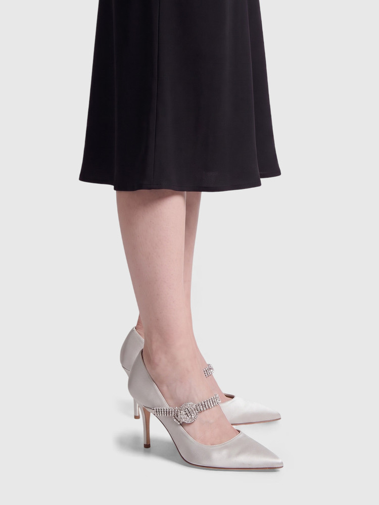 Manolo Blahnik Grey Crystal Hamedi Heels