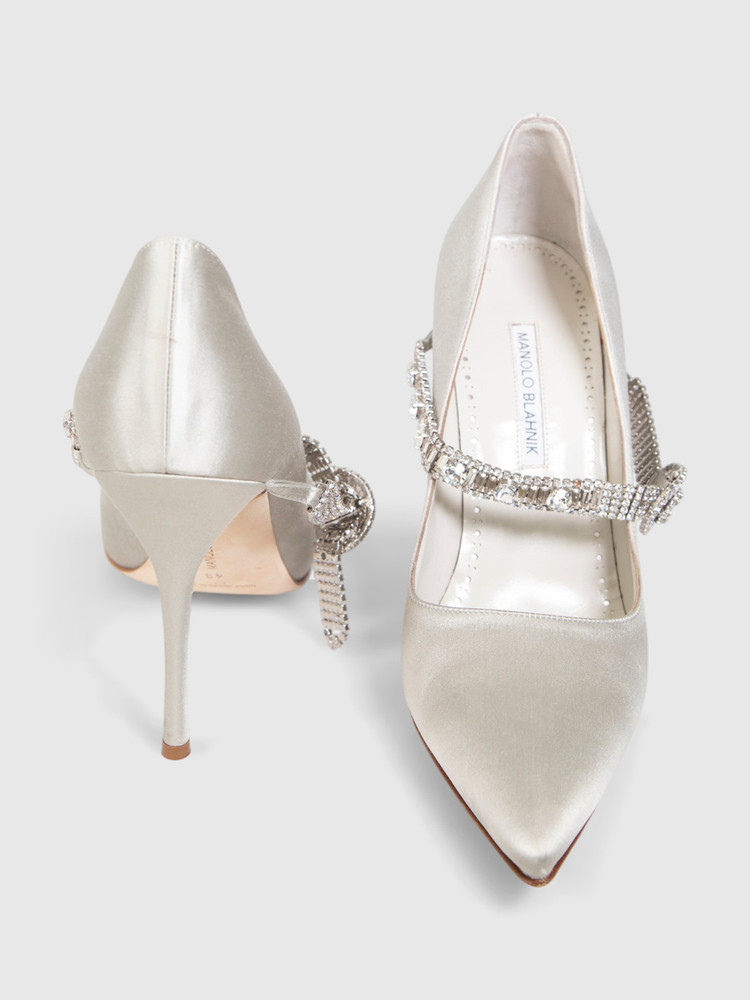 Manolo Blahnik Grey Crystal Hamedi Heels