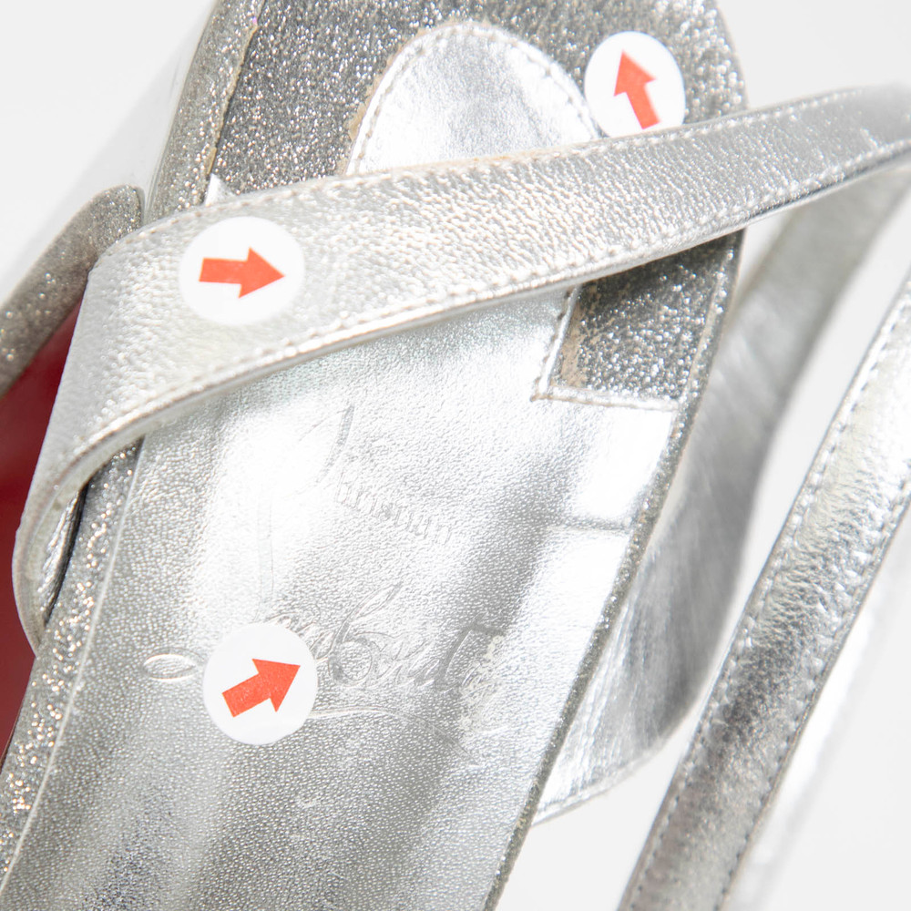 Christian Louboutin Silver Leather Amali Alta Sandals
