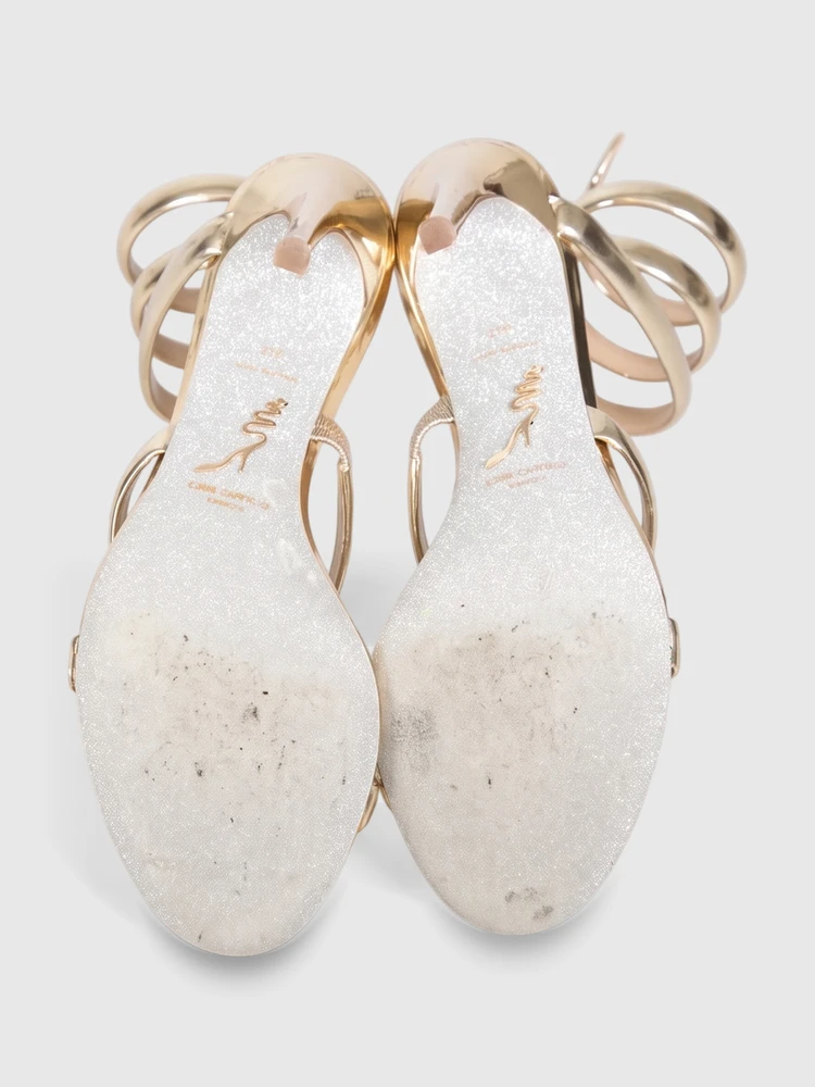 Rene Caovilla Gold Leather Cleo Sandals