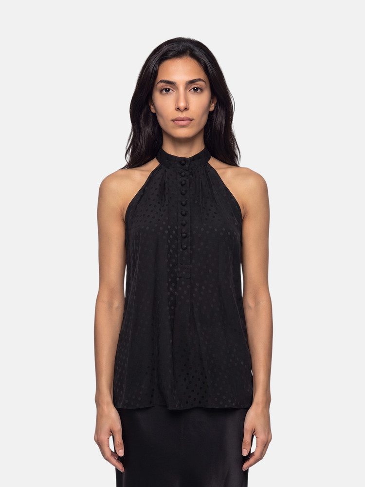Balenciaga Black Silk Polkadot Top