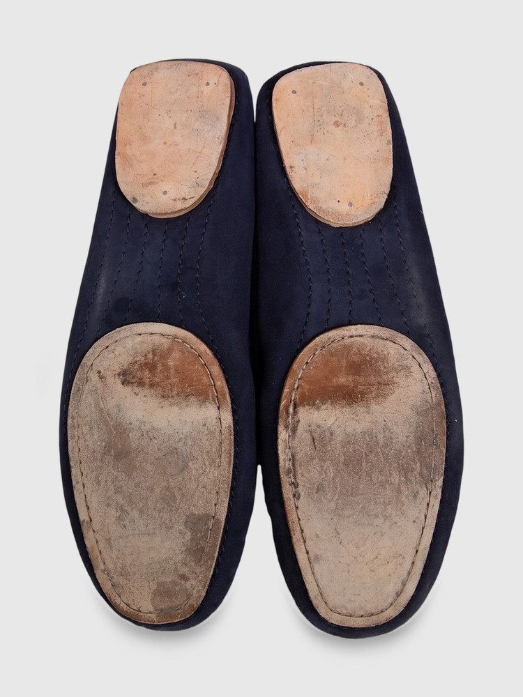 Chanel Navy Suede Bow Detail Moccasins