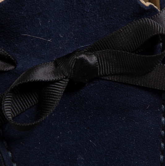 Chanel Navy Suede Bow Detail Moccasins