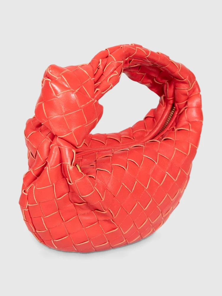 Bottega Veneta Red Leather Intrecciato Mini Jodie Bag