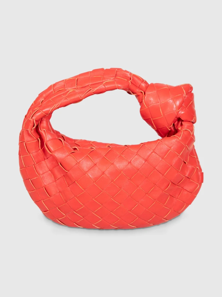 Bottega Veneta Red Leather Intrecciato Mini Jodie Bag