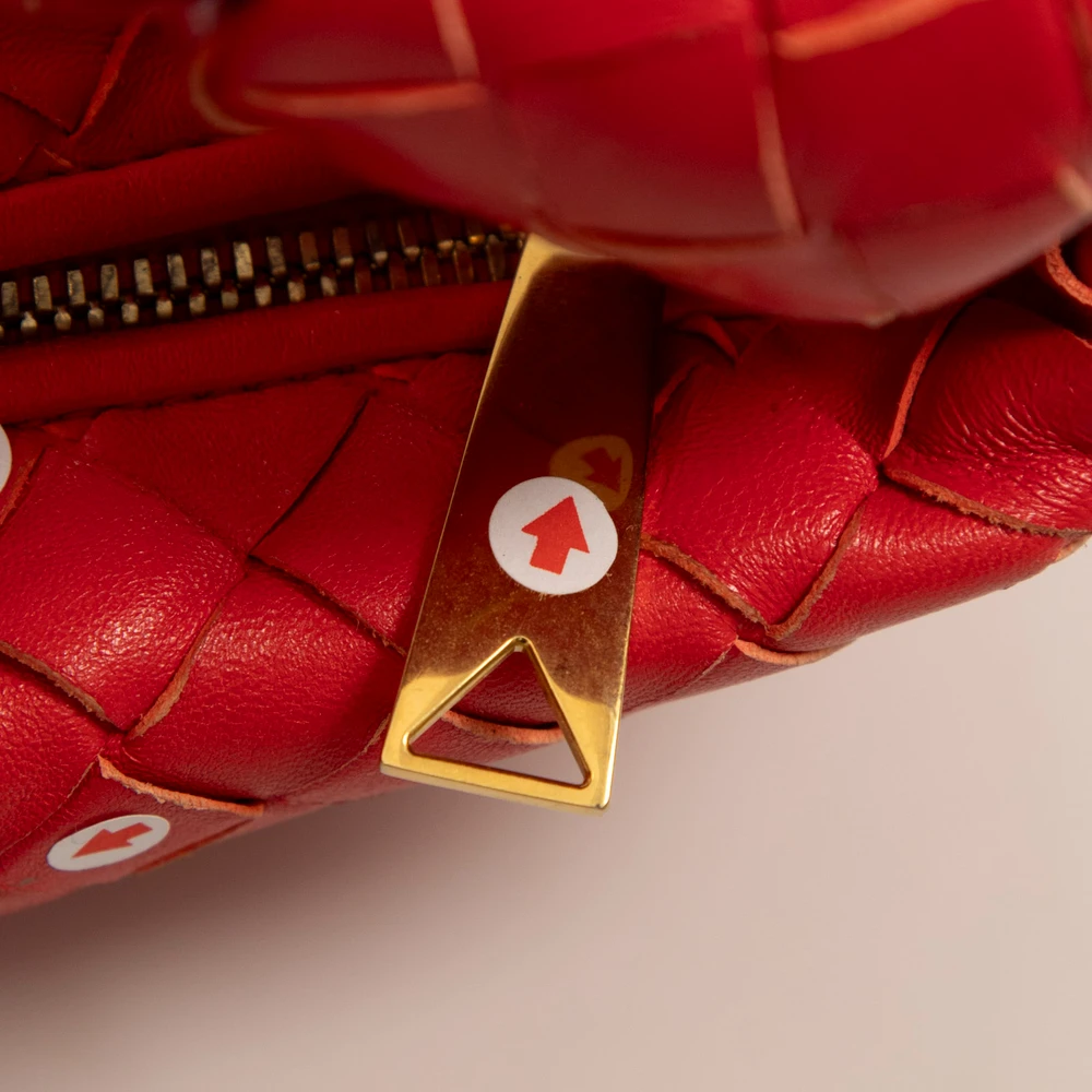 Bottega Veneta Red Leather Intrecciato Mini Jodie Bag