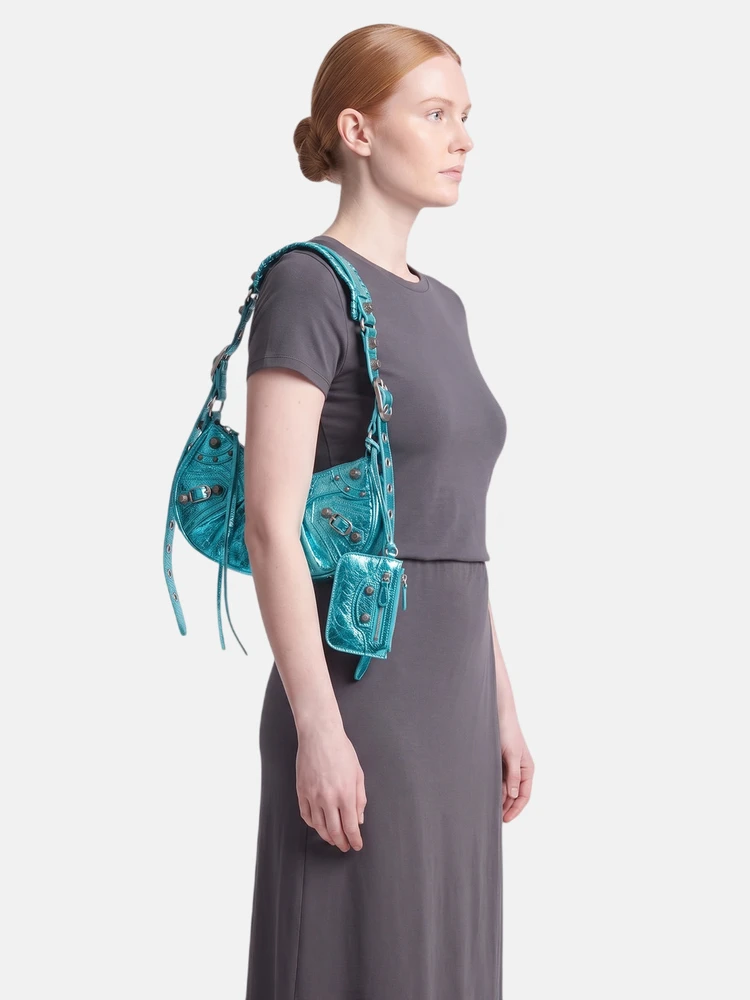 Balenciaga Turquoise Foil Leather Le Cagole XS Bag