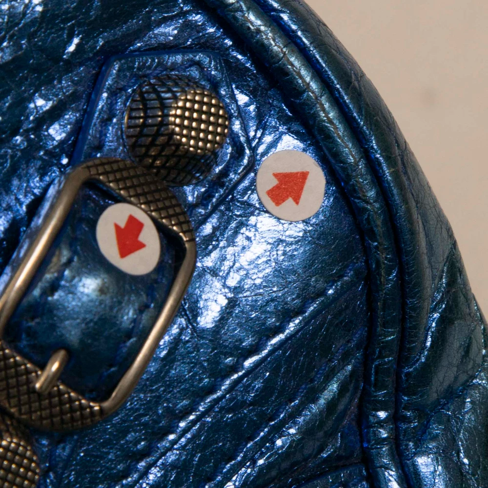 Balenciaga Blue Metallic Leather Le Cagole XS Bag