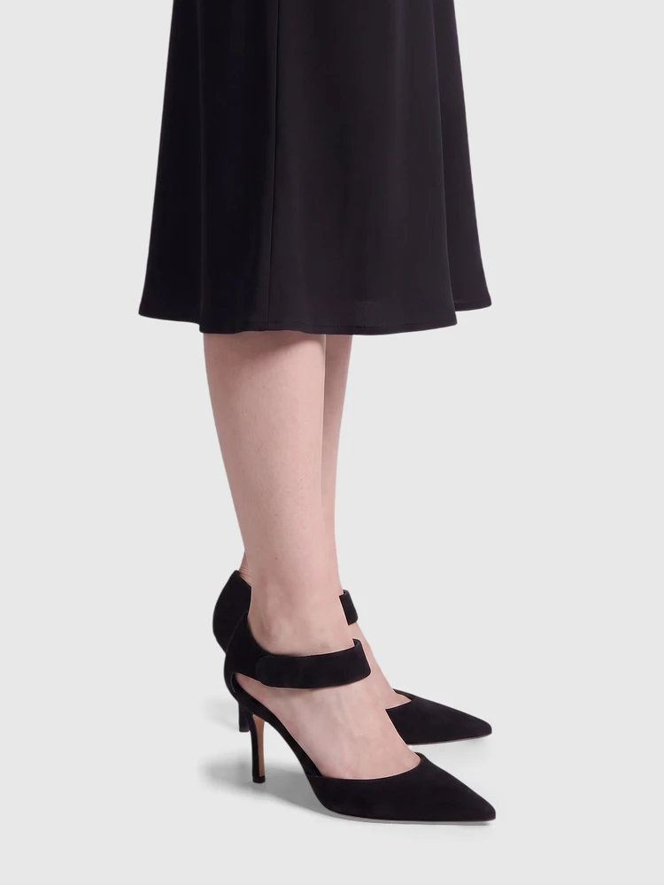 Manolo Blahnik Black Suede Ankle Strap Heels