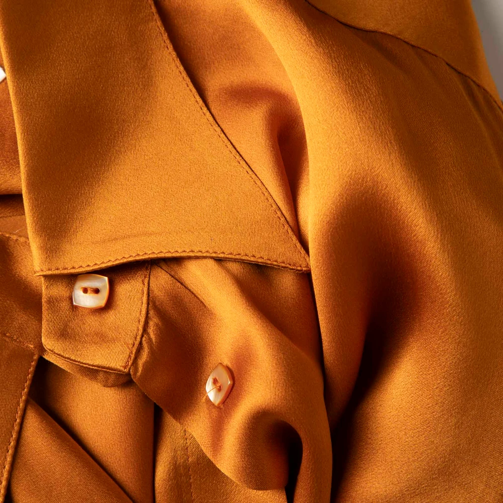 Max Mara Orange Silk Button Up Shirt