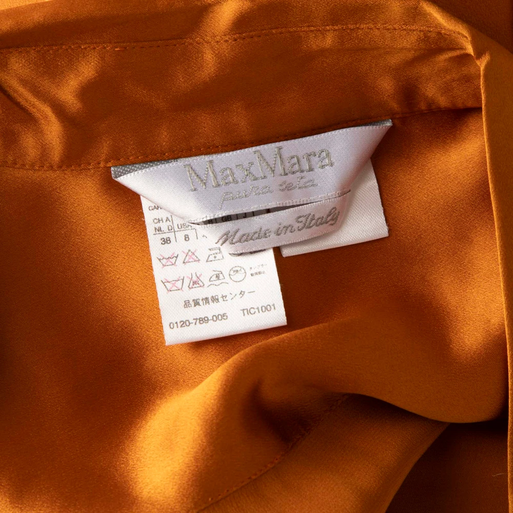 Max Mara Orange Silk Button Up Shirt