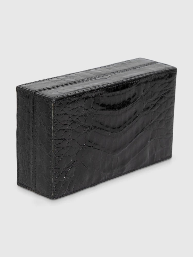 Nancy Gonzalez Black Crocodile Leather Clutch