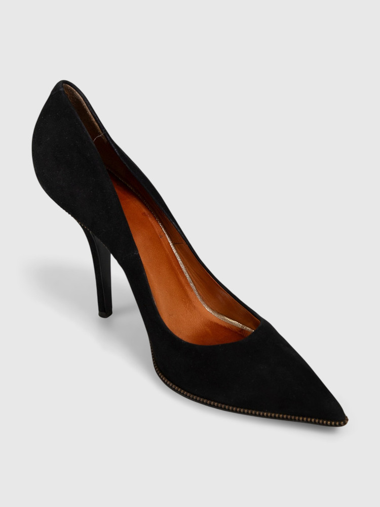 Givenchy Black Suede Zipper Trim Pumps