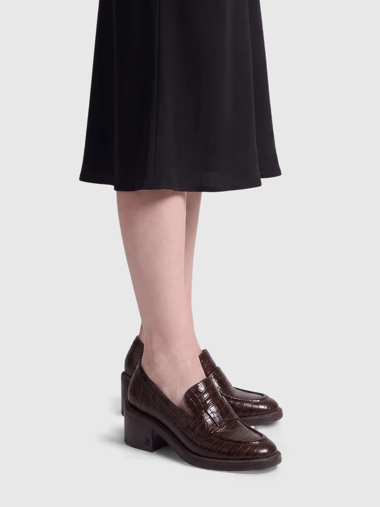 Jimmy Choo Brown Leather Croc Embossed Loafers