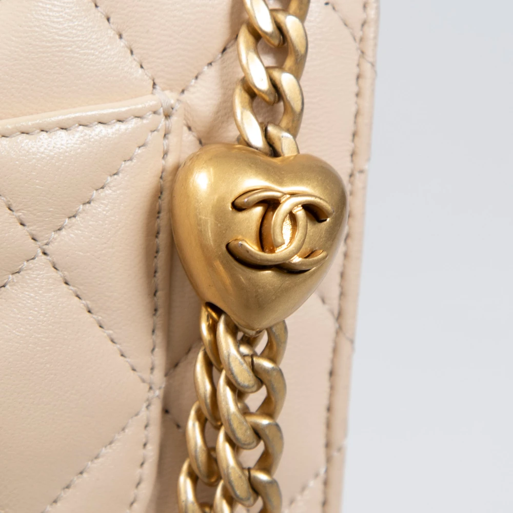 Chanel Beige Leather Wallet on Chain