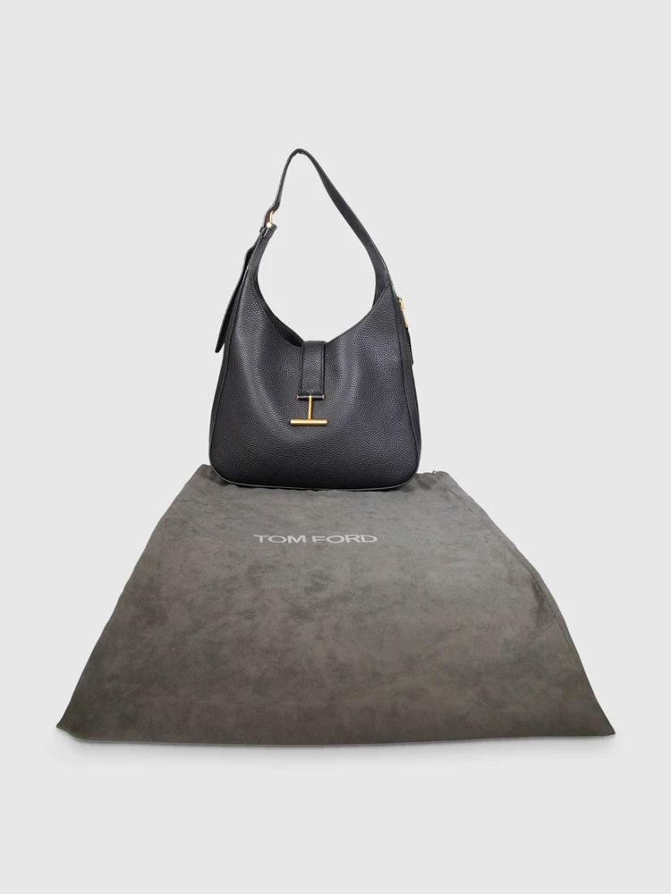 Tom Ford Black Grain Lux Calf Tara Shoulder Bag