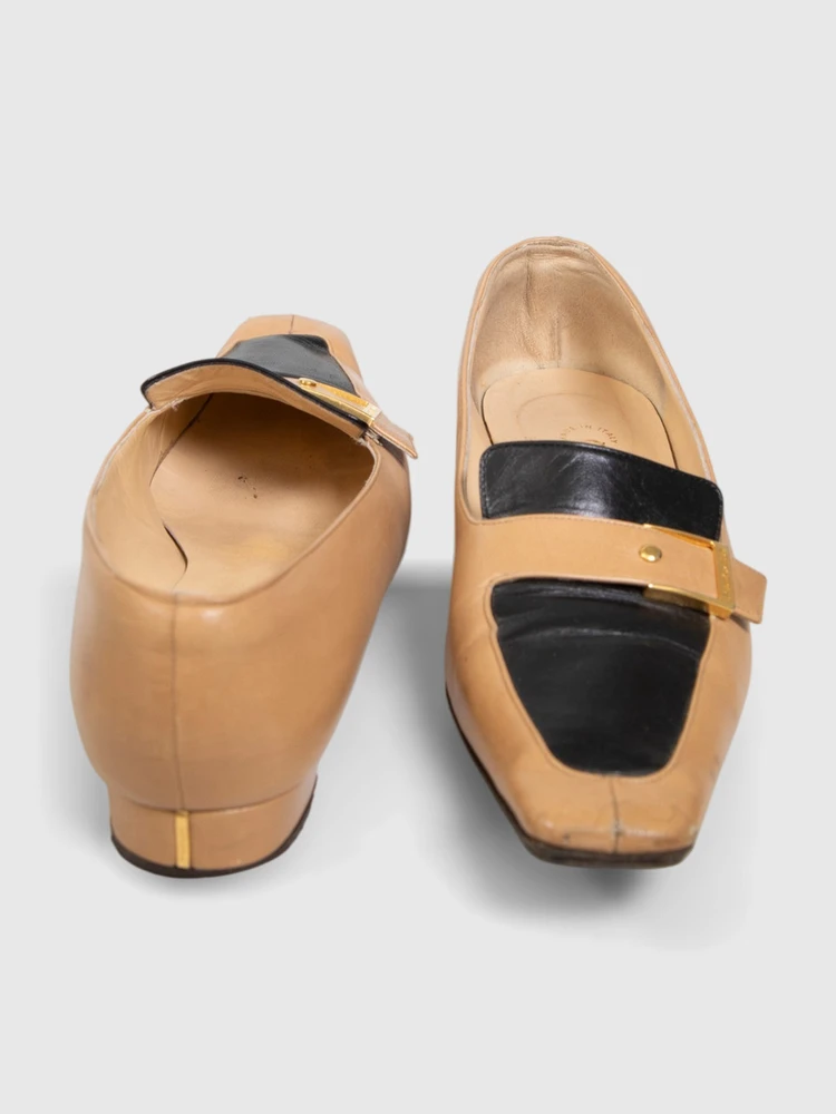Chanel Vintage Brown Leather CC Loafers