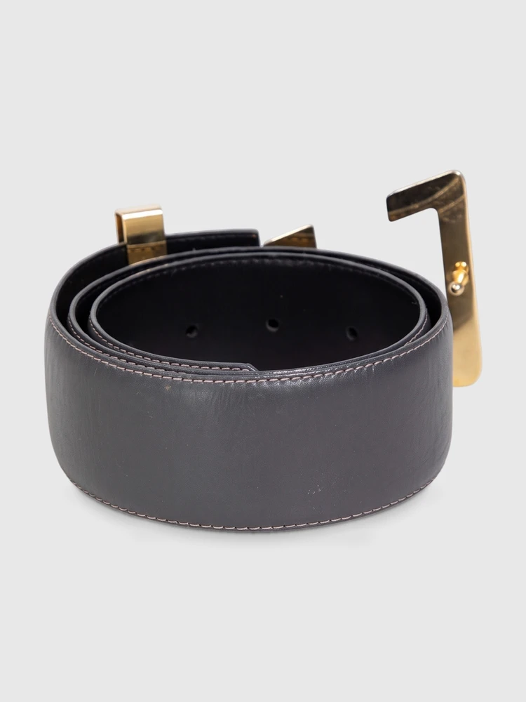 Dior Grey Leather Gold Hardware Belt