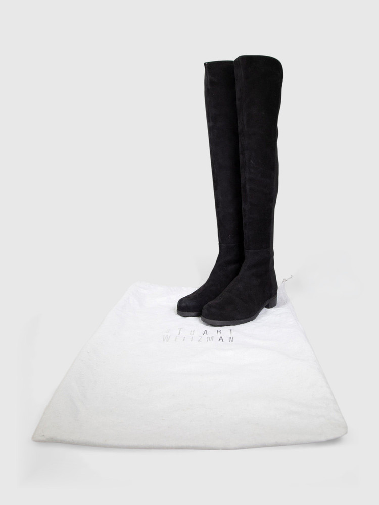 Stuart Weitzman Black Knee High Suede Boots