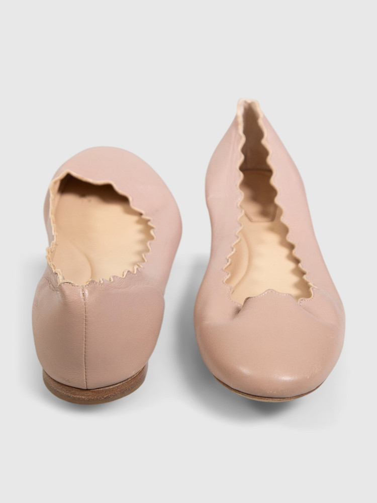 Chloé Beige Leather Lauren Flats