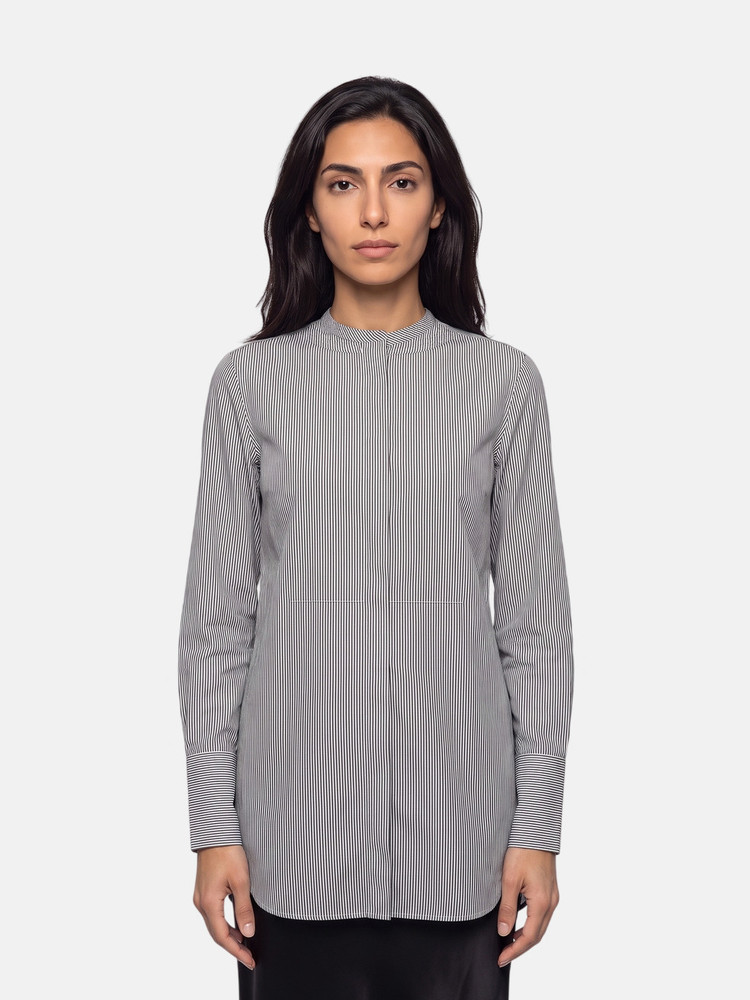 Céline Navy Button Up Striped Shirt