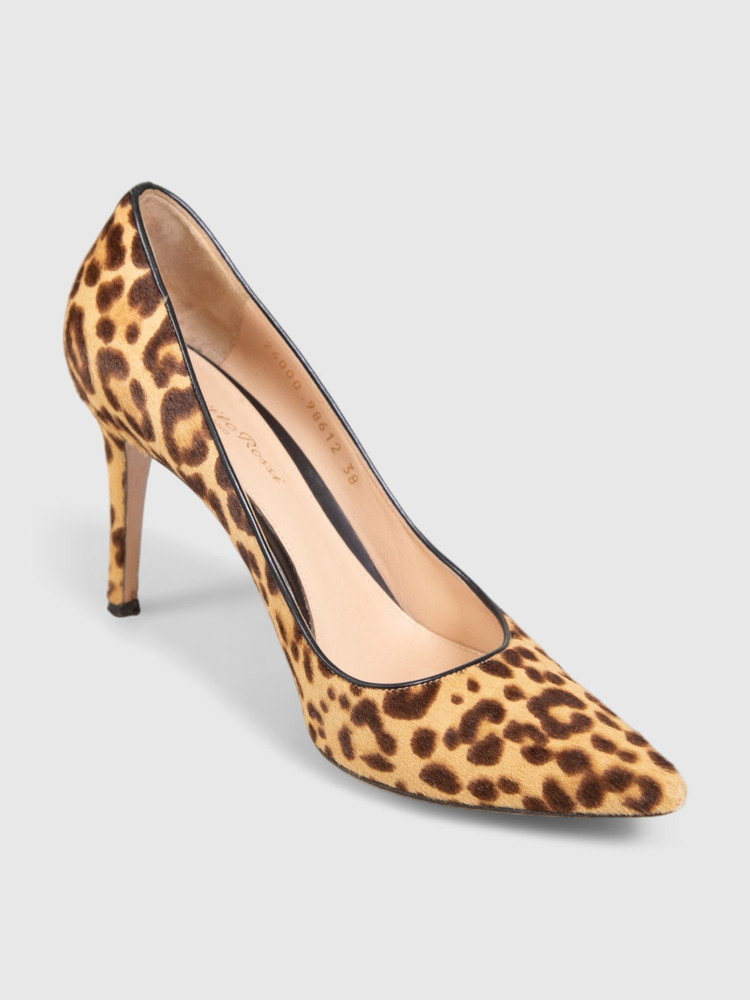 Gianvito Rossi Brown Ponyhair Leopard Pumps