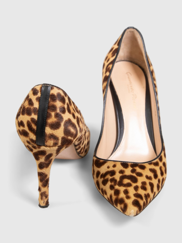 Gianvito Rossi Brown Ponyhair Leopard Pumps