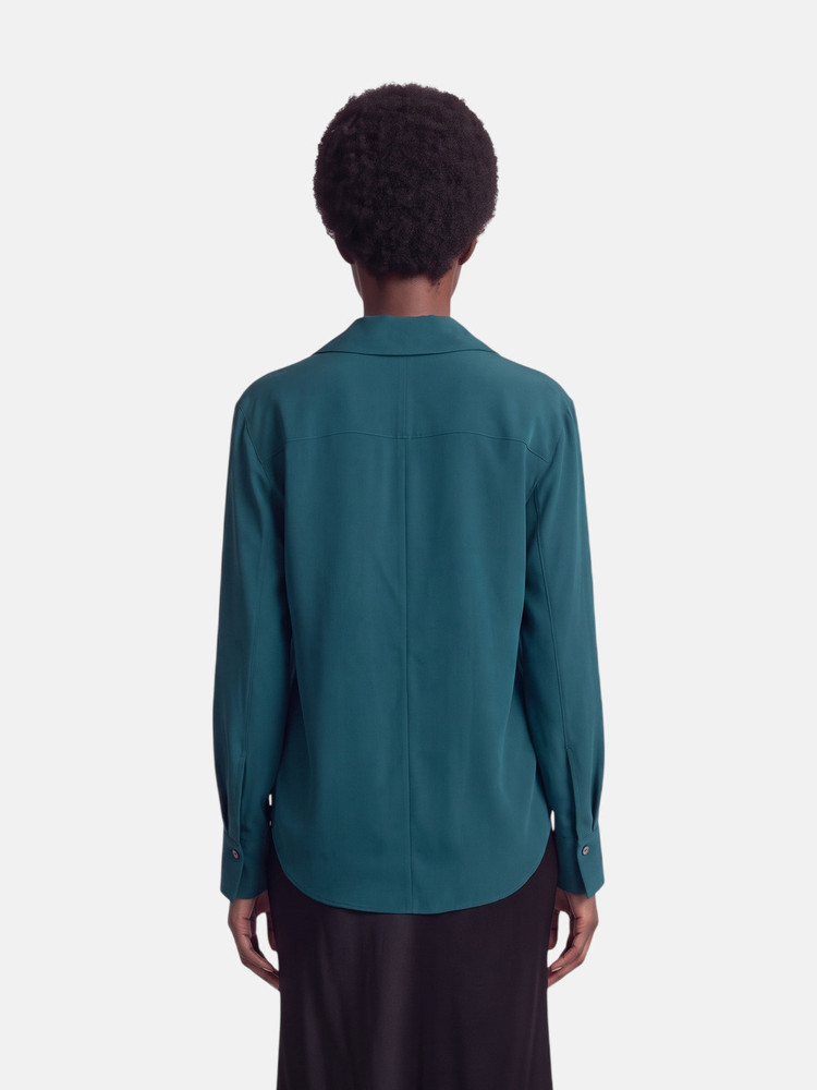 Vince Teal Silk Button Up Blouse
