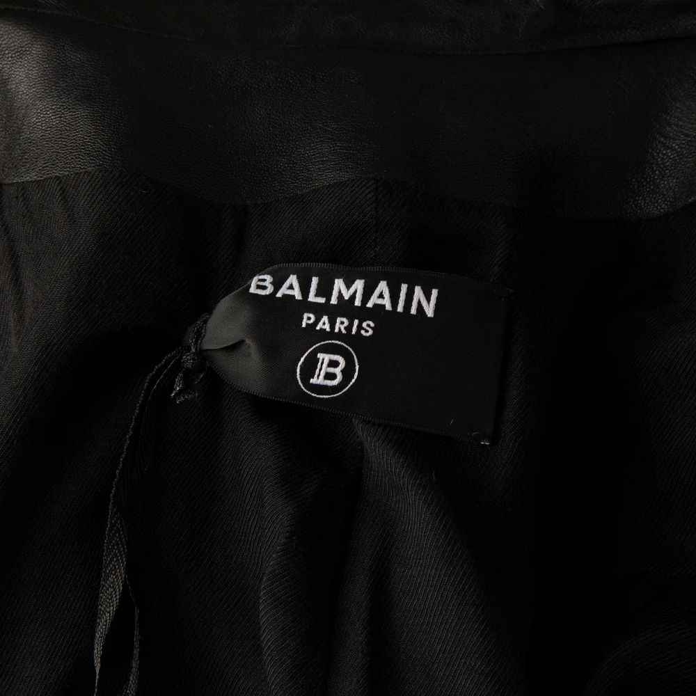 Balmain Black Leather Double Breasted Blazer