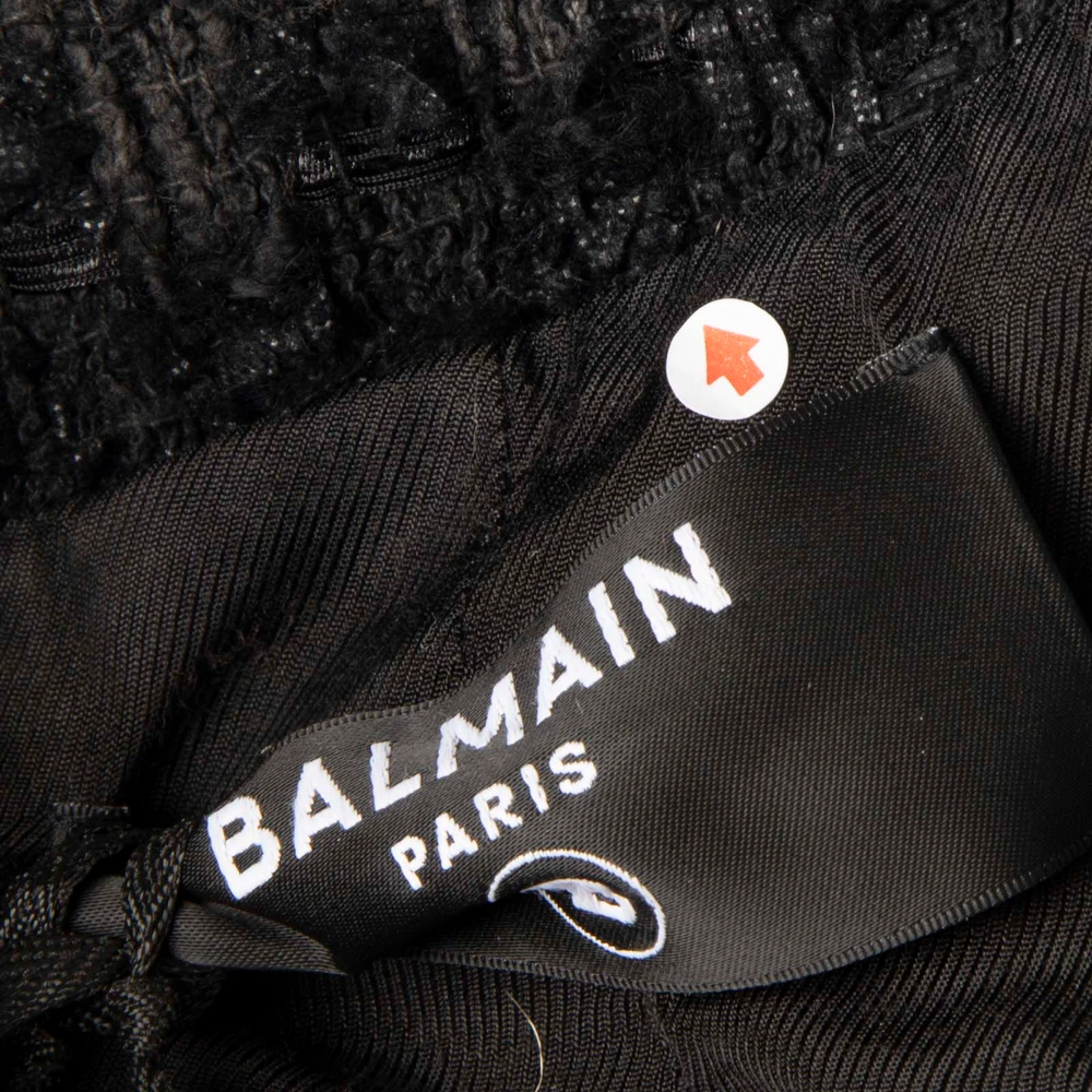 Balmain Black Double Breasted Tweed Blazer