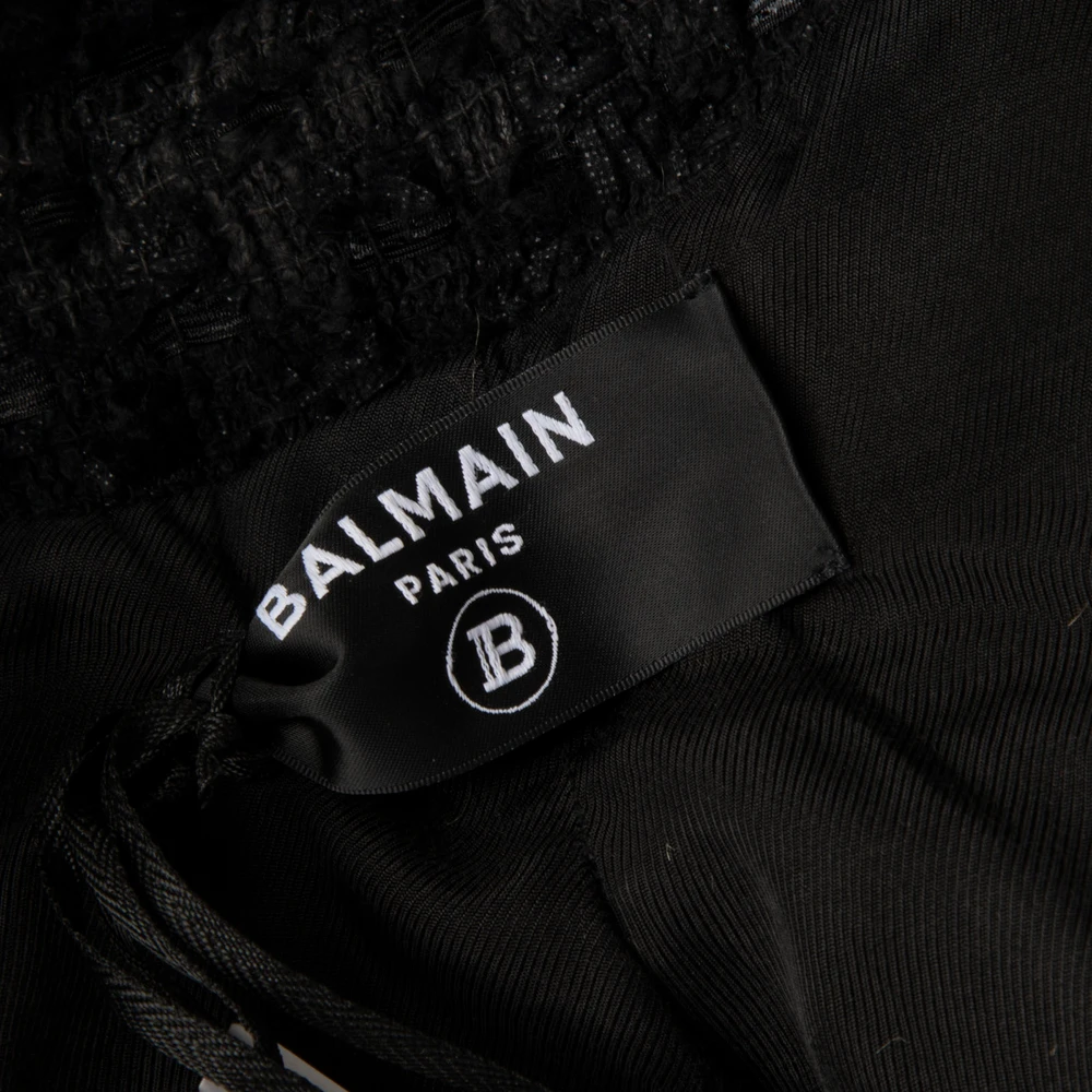 Balmain Black Double Breasted Tweed Blazer
