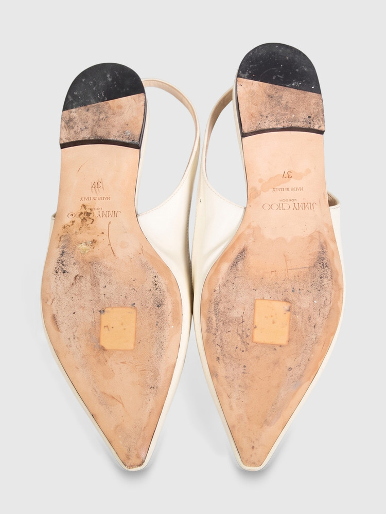 Jimmy Choo Ecru Patent Point Toe Flats