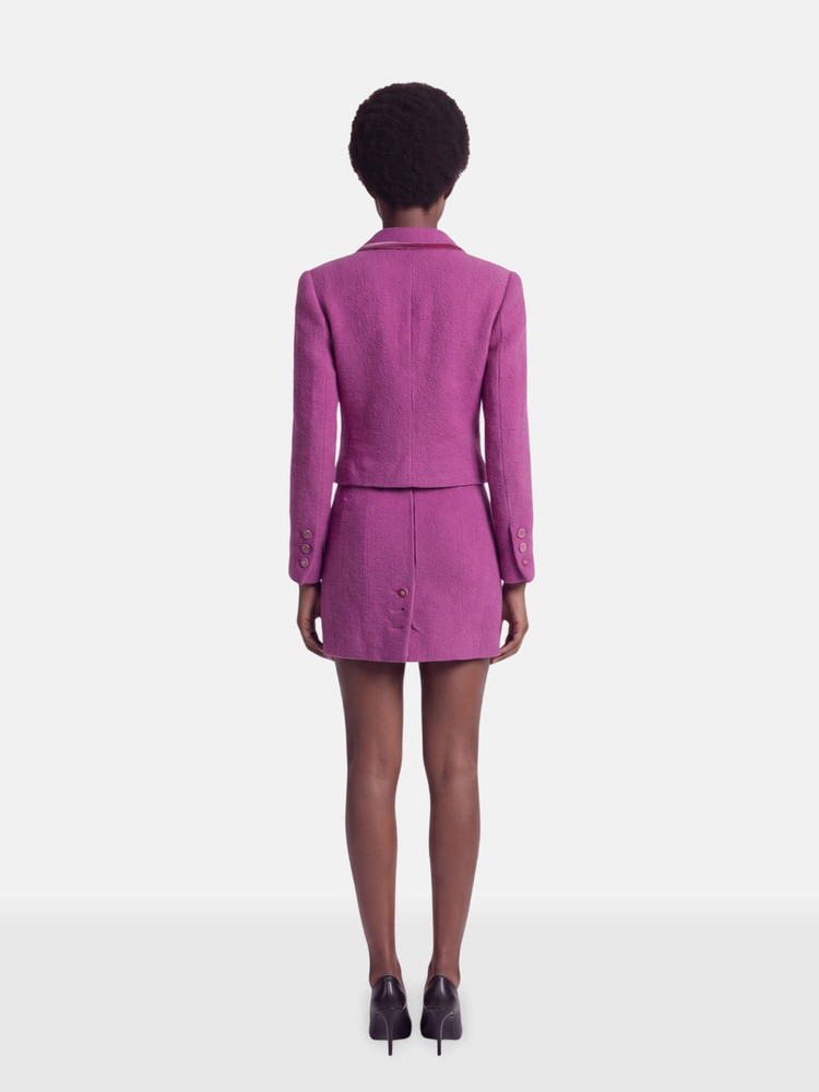 Chanel Spring 1996 Purple Boucle Blazer & Skirt Set