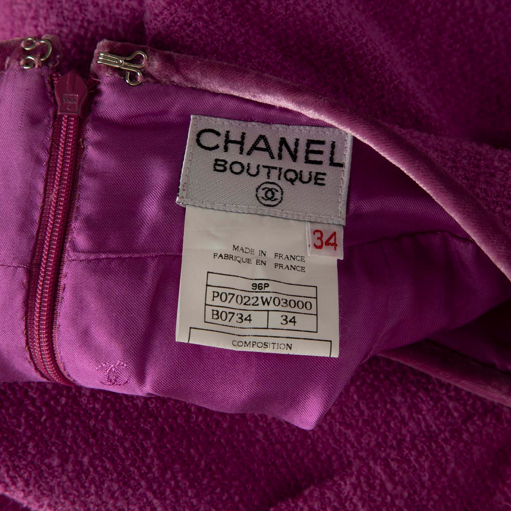 Chanel Spring 1996 Purple Boucle Blazer & Skirt Set